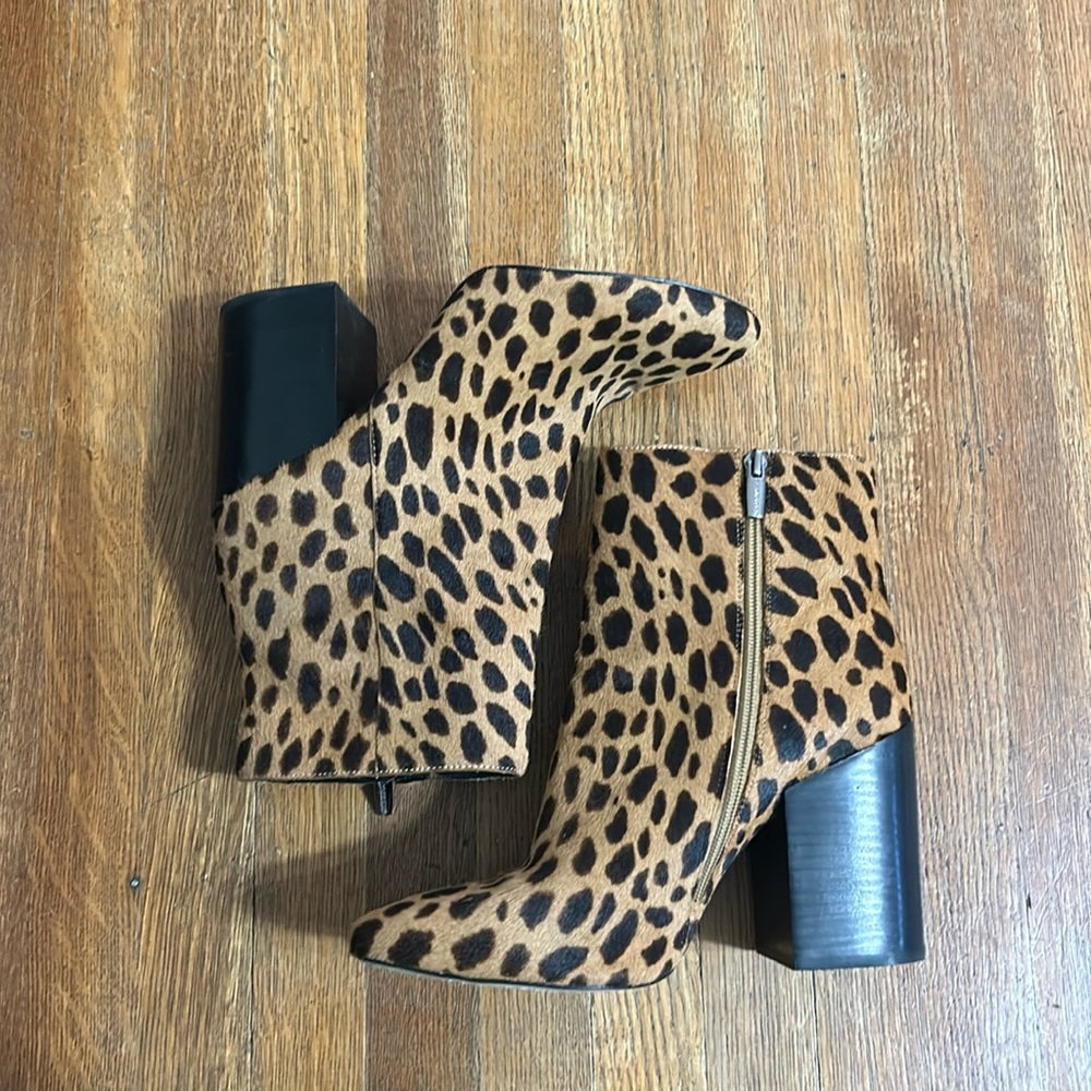 Vince Camuto - leopard print - cow hair booties - size 11 - like new!